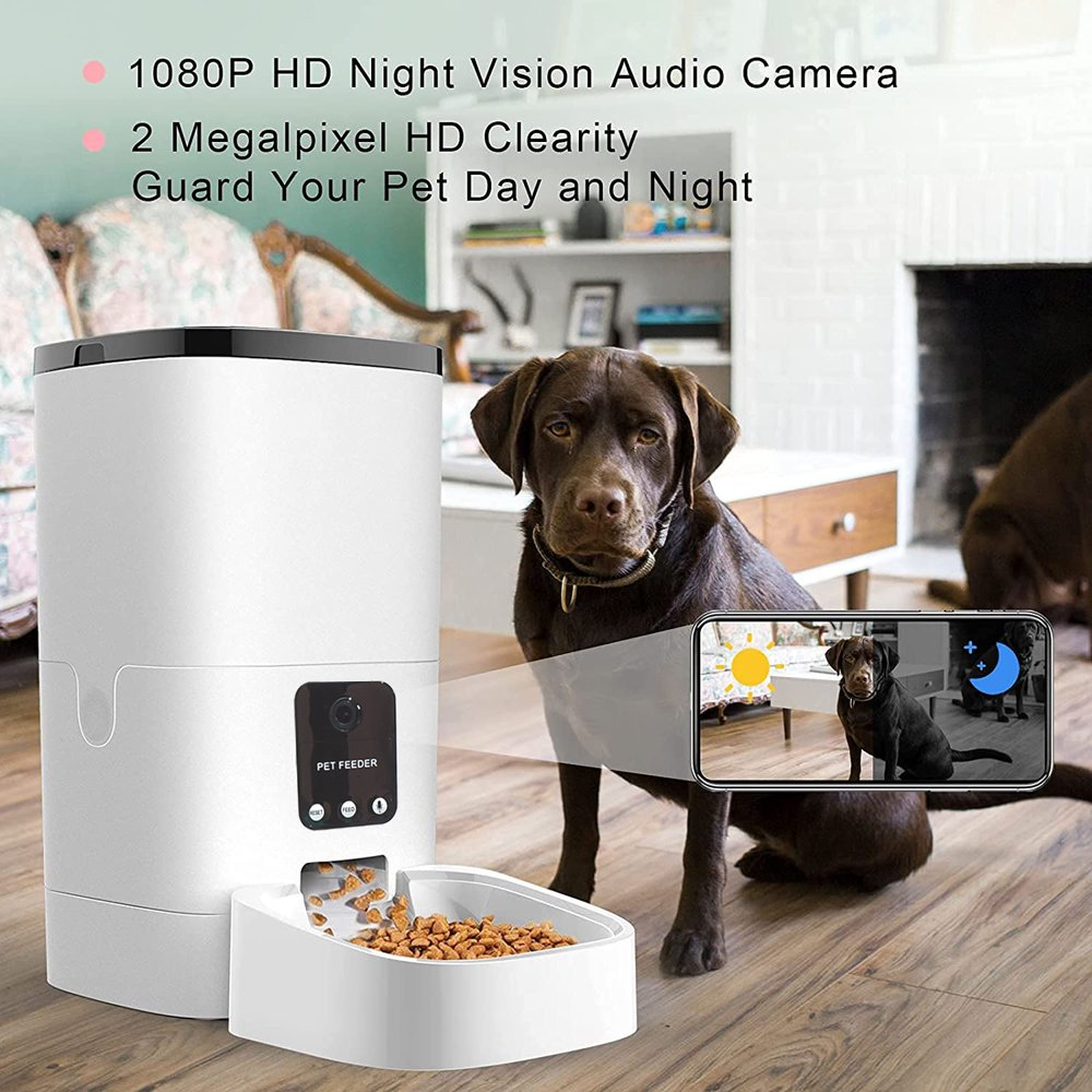 Pet Feeder,6L Automatic Pet Feeder for Cats and Dogs,1080P Camera,App Control,Voice Recorder,Timed Feeder for Schedule Feeding, Dual Power Supply,Wifi Pet Food Dispenser with App Control - Image 4