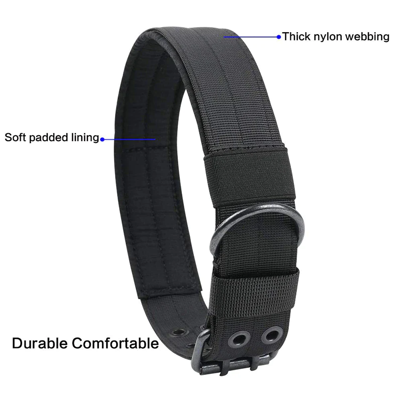 2" Wide Tactical Heavy Duty Nylon Large Dog Collar K9 Military with Metal Buckle - Image 4
