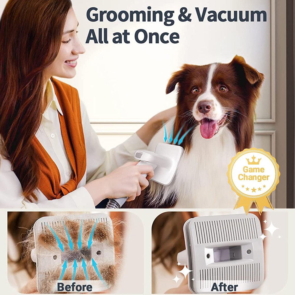 7 in 1 Dog Grooming Kit, Low Noise Pet Grooming Vacuum with 1.5 L Dust Cup, Dog Vacuum for Shedding Grooming, with 7 Professional Grooming Tools for Dogs Cats Pet Hair & Home Car Cleaning - Image 4