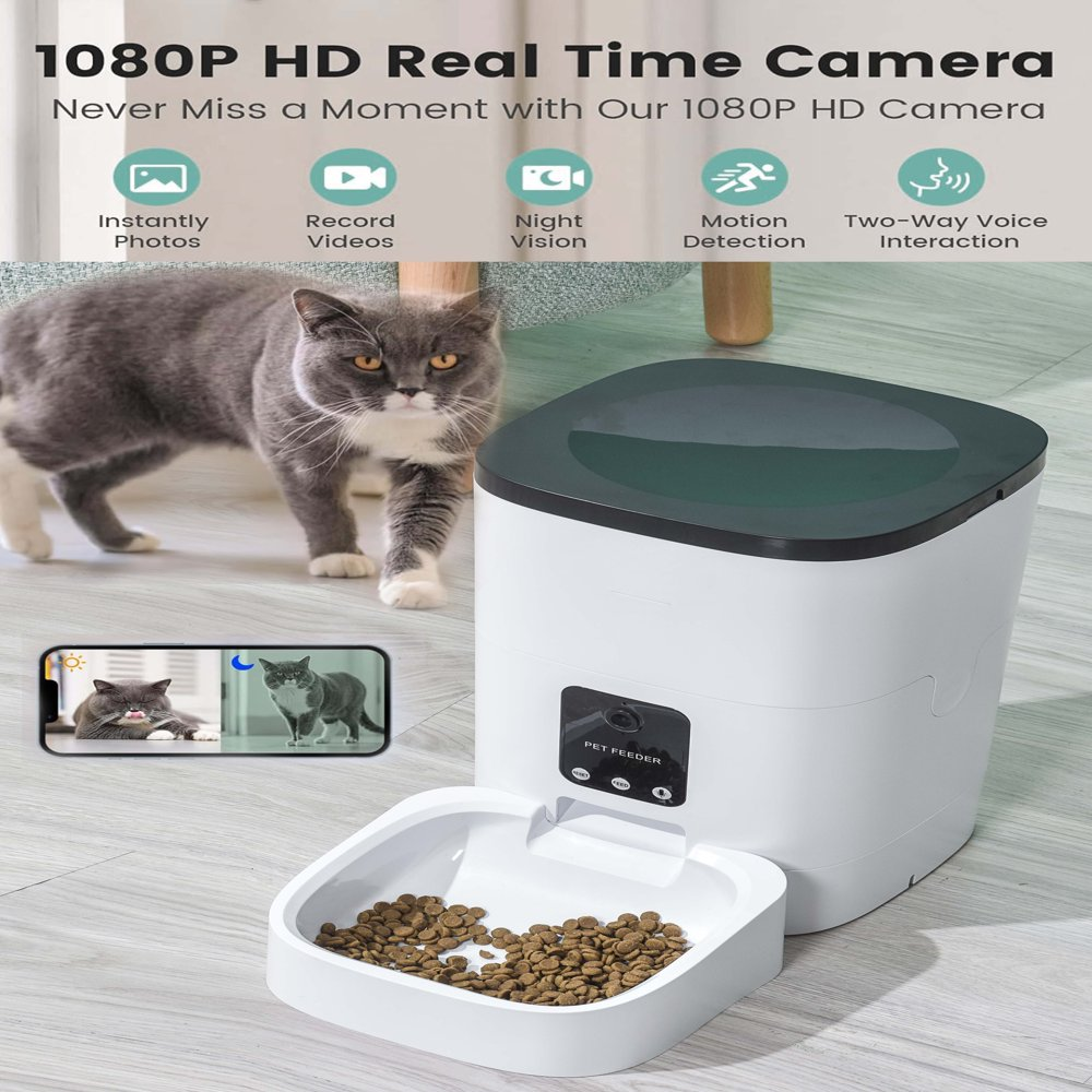 Pet Feeder,6L Automatic Pet Feeder for Cats and Dogs,1080P Camera,App Control,Voice Recorder,Timed Feeder for Schedule Feeding, Dual Power Supply,Wifi Pet Food Dispenser with App Control - Image 8