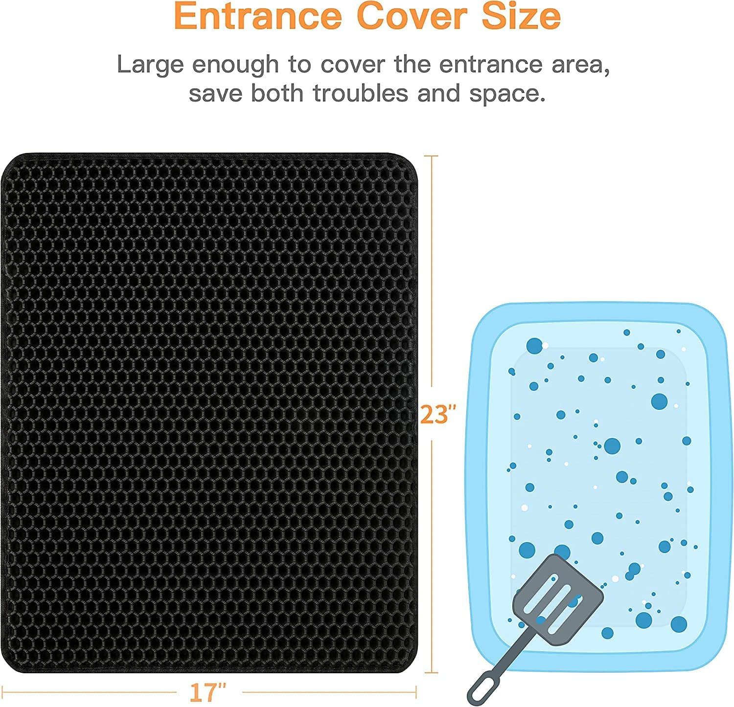 Conlun Cat Litter Mat Cat Litter Trapping Mat, Honeycomb Double Layer Design, Urine and Water Proof Material, Scatter Control, Less Waste,Easier to Clean,Washable - Image 2