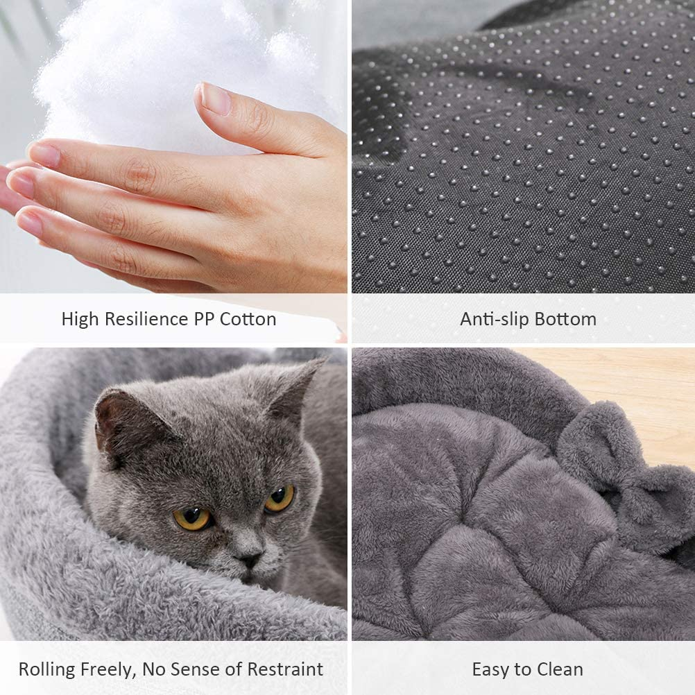 Heart shaped Pet Bed for Cats or Small Dogs, Ultra Soft Short Plush, Anti-Slip Bottom, Washable High Resilience PP Cotton, Comfortable Self Warming Autumn Winter Indoor Sleeping Cozy Kitty Teddy - Image 3