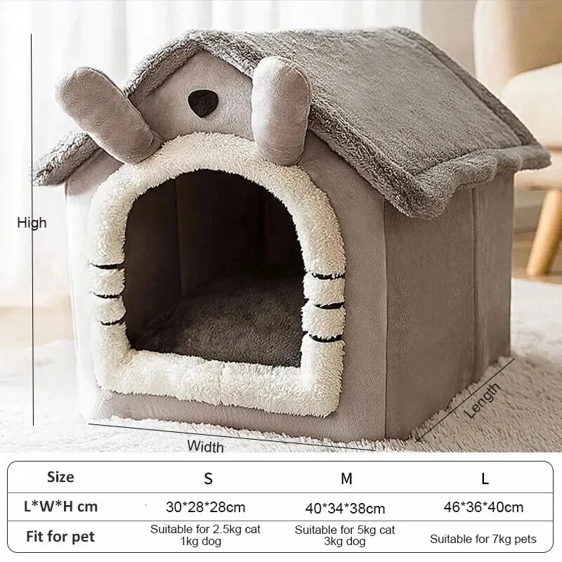 Indoor Warm Dog House Soft Pet Bed Tent House Dog Kennel Cat Bed with Removable Cushion Suitable for Small Medium Large Pets - Image 3