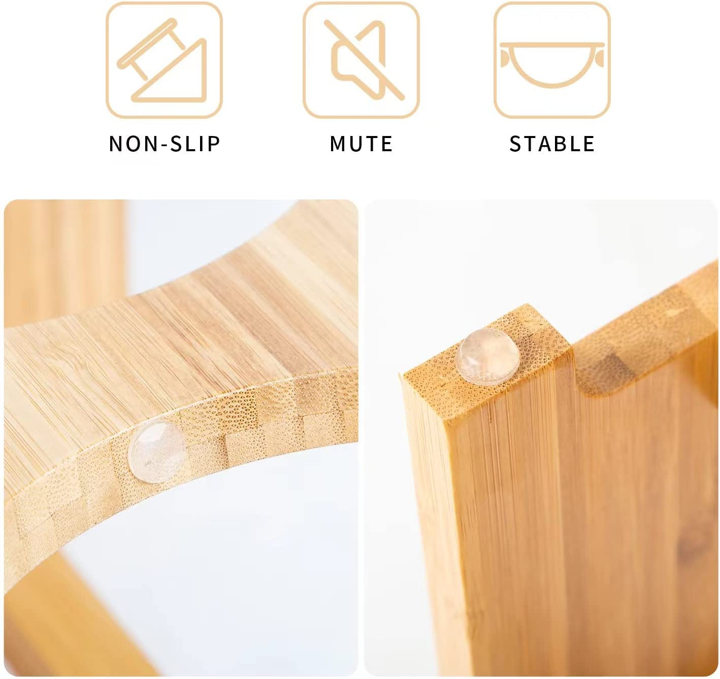 Raised Pet Bowls for Cats and Small Dogs, Bamboo Elevated Dog Cat Food and Water Bowls Stand Feeder with 2 Stainless Steel Bowls and anti Slip Feet (4'' Tall-20 Oz Bowl) - Image 7