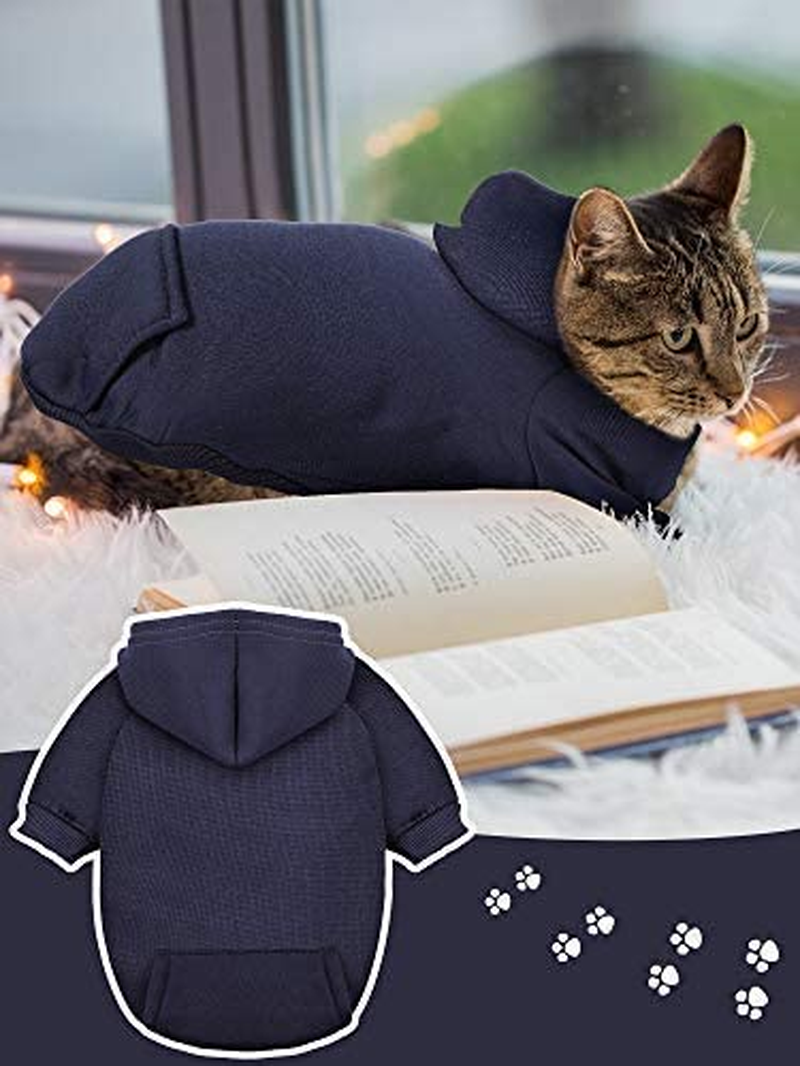 4 Pieces Small Dog Sweaters Dog Hoodie Clothes with Hat for Small Dogs Boy Chihuahua Clothes with Pocket Puppy Pet Winter Clothes Warm Hoodies Coat Sweater Shirt (XXS) - Image 5