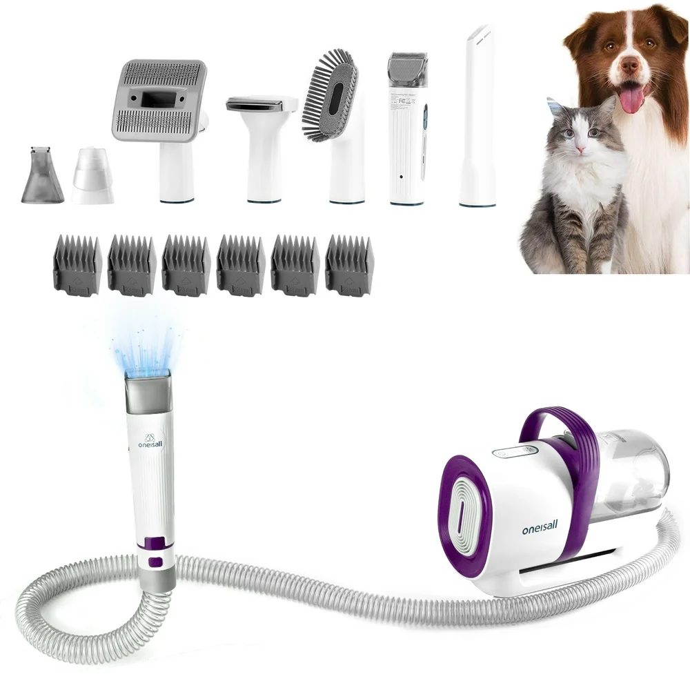 7 in 1 Dog Grooming Kit, Low Noise Pet Grooming Vacuum with 1.5 L Dust Cup, Dog Vacuum for Shedding Grooming, with 7 Professional Grooming Tools for Dogs Cats Pet Hair & Home Car Cleaning - Image 6