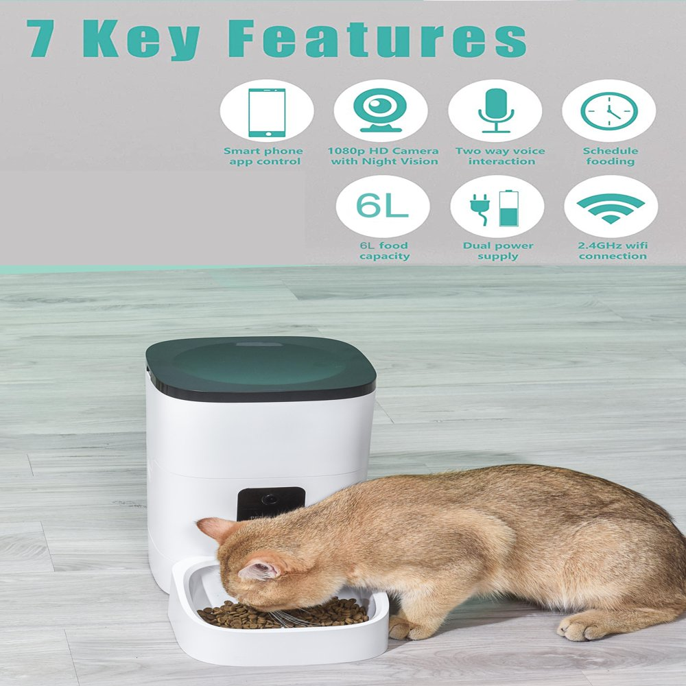 Pet Feeder,6L Automatic Pet Feeder for Cats and Dogs,1080P Camera,App Control,Voice Recorder,Timed Feeder for Schedule Feeding, Dual Power Supply,Wifi Pet Food Dispenser with App Control - Image 7