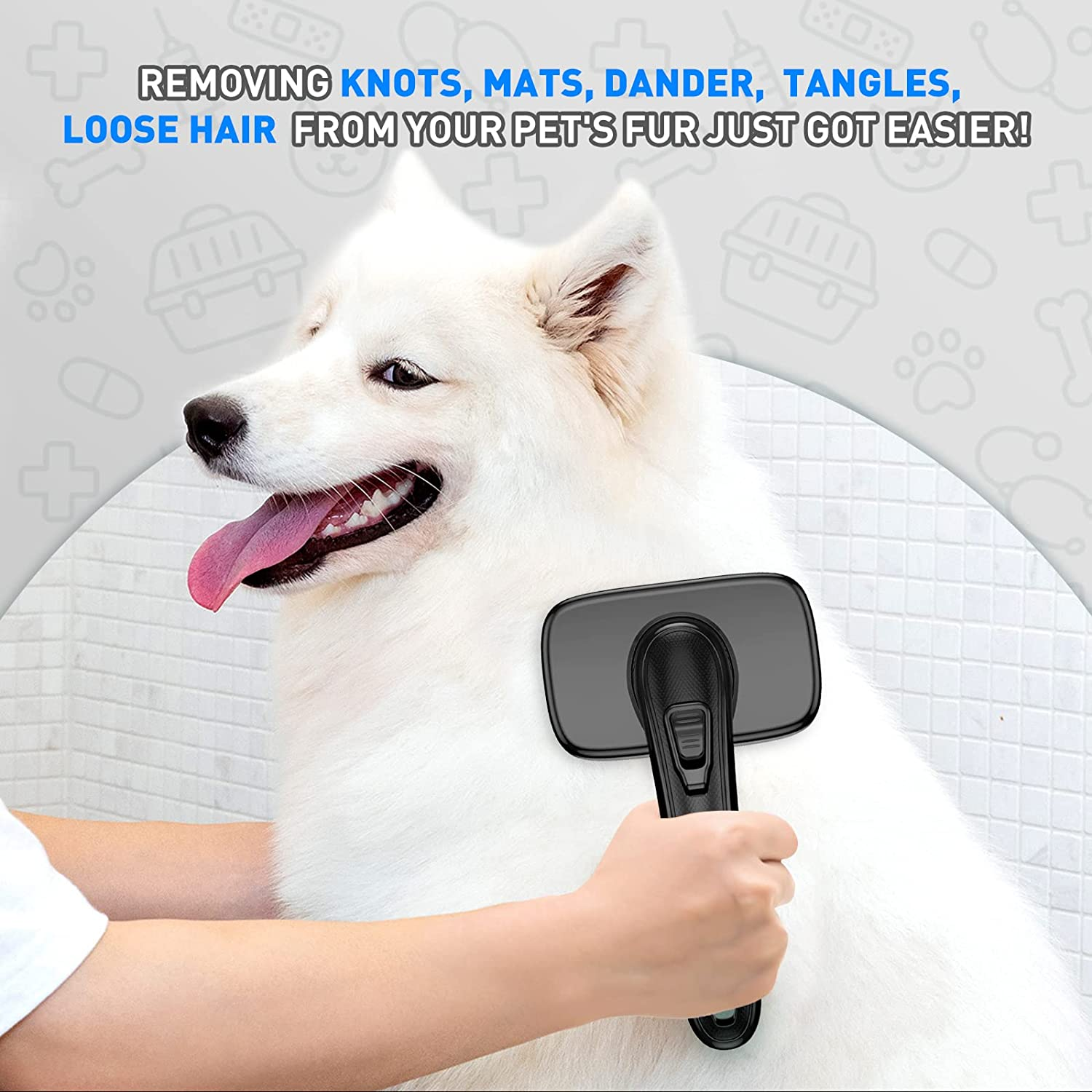 Dog Brush for Shedding Long & Short Haired Dogs, Cat Self Cleaning Slicker Retractable Brush for Curly Straight Hair, Removes Loose Fur, Mats, Tangles from Animals & Pet'S Coat, Black - Image 4