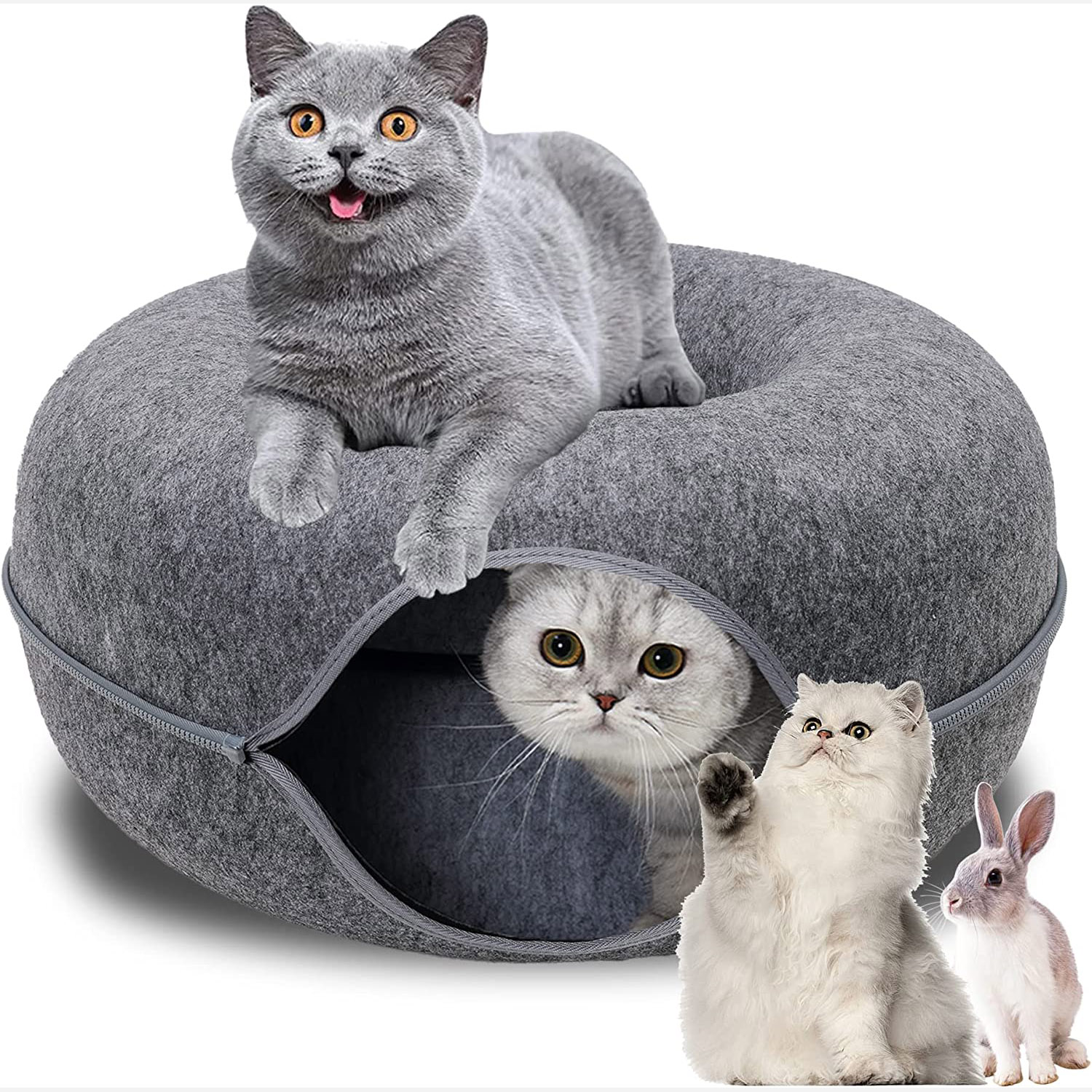 Donut Pet Cat Tunnel Interactive Play Toy Cat Bed Dual Use Ferrets Rabbit Bed Tunnels Indoor Toys Cats House Kitten Training Toy - Image 2