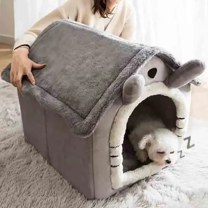 Indoor Warm Dog House Soft Pet Bed Tent House Dog Kennel Cat Bed with Removable Cushion Suitable for Small Medium Large Pets - Image 4