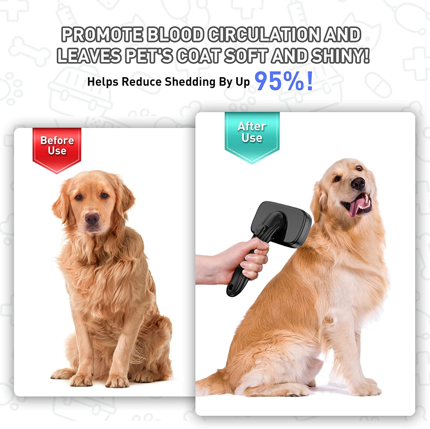 Dog Brush for Shedding Long & Short Haired Dogs, Cat Self Cleaning Slicker Retractable Brush for Curly Straight Hair, Removes Loose Fur, Mats, Tangles from Animals & Pet'S Coat, Black - Image 5