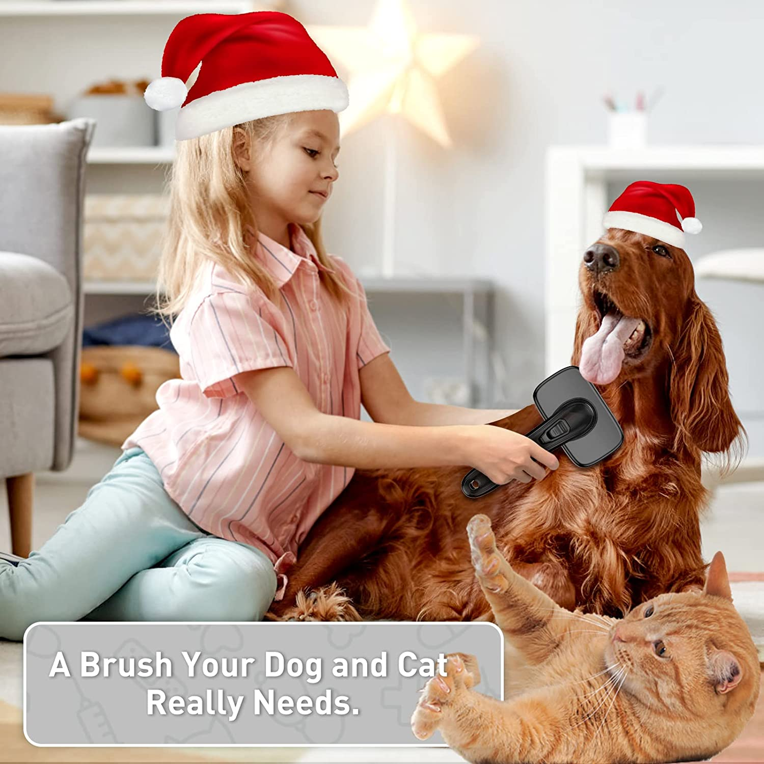 Dog Brush for Shedding Long & Short Haired Dogs, Cat Self Cleaning Slicker Retractable Brush for Curly Straight Hair, Removes Loose Fur, Mats, Tangles from Animals & Pet'S Coat, Black - Image 7